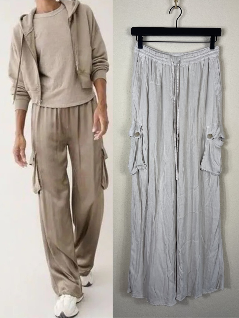 Pharaoh Mason Cargo Pants Vintage Satin Oyster Size 1 US Medium